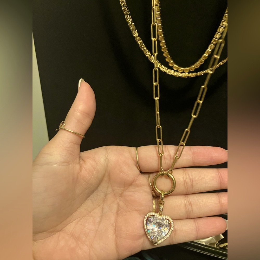 Vanessa Mooney Gold Layered Necklaces with Heart Charm